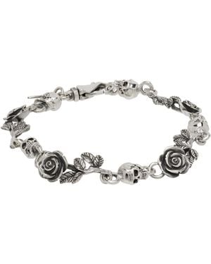 Emanuele Bicocchi Rose & Skull Bracelet - Black