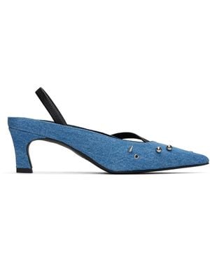 Justine Clenquet Chaussures à petit talon joy bleues en denim à bride arrière