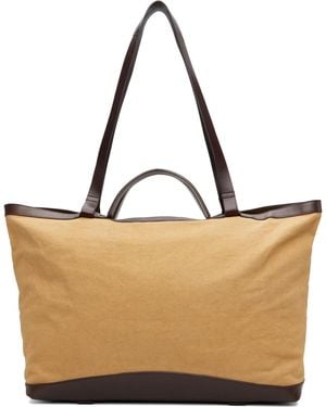 Dries Van Noten Khaki & Canvas Tote - Brown