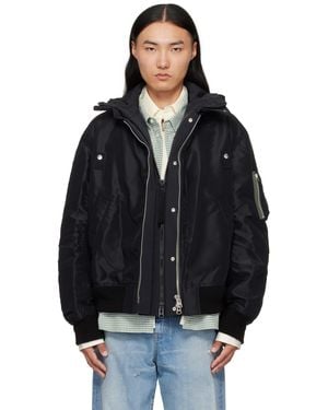 Sacai Nylon Twill & Grosgrain Bomber Jacket - Black