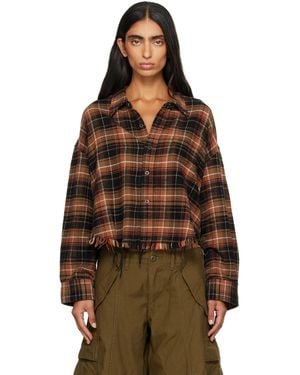 R13 Drop Neck Cropped Shirt - Brown