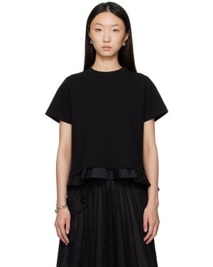 Sacai Embroidered Logo Jersey T-Shirt Dress in Black | Lyst