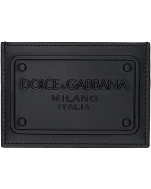 Dolce & Gabbana ブラック Raised Logo カーフスキン カードケース