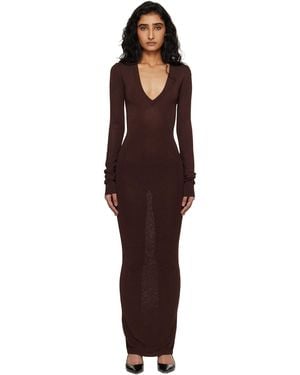 Entire studios Long Sleeve V Neck Maxi Dress - Black