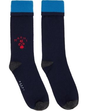 Marni Wool Flower Logo Socks - Blue