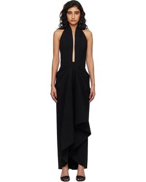 Givenchy Draped Wool Maxi Dress - Black