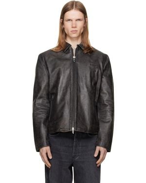 DIESEL Treated Leather Coach Jacket - Black