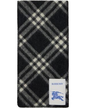 Burberry Check Wool Scarf - Black