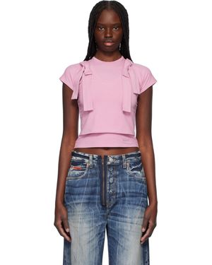 Ambush ピンク レイヤード リボン ベビーTシャツ - レッド