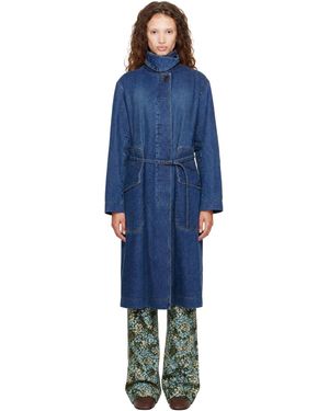 Dries Van Noten Belted Denim Coat - Blue