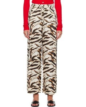 Ganni Zebra Satin Lounge Trousers - Multicolour