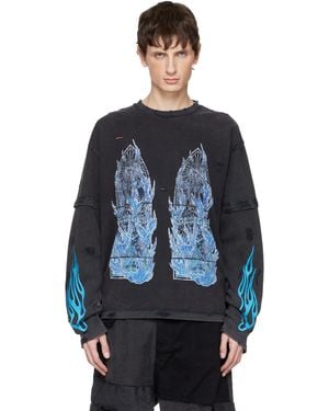 Who Decides War Flame Glass Double T-Shirt - Blue