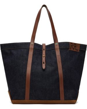 RRL Leather-Trim Denim Tote - Black