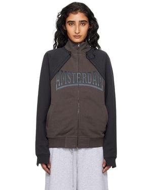 Vetements ブラウン Patched ジップアップジャケット - ブラック