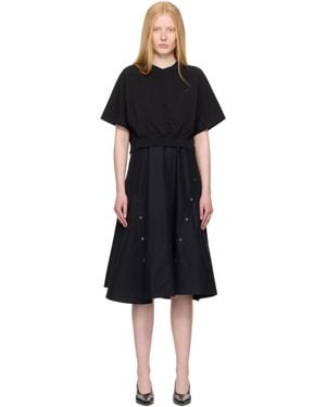 3.1 Phillip Lim Short Sleeve French Terry Combo Midi Dress - Black