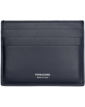 Ferragamo ネイビー ロゴ刻印 カードケース - ブルー
