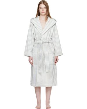 Tekla Off & Terry Hooded Bathrobe - Black