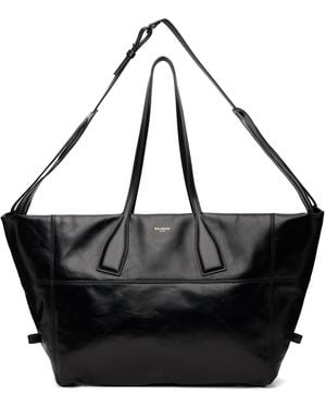 Balmain Track Zips Calfskin Tote Bag - Black