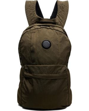 C.P. Company Khaki Nylon B Lens Backpack - Green