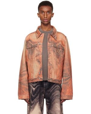 CAMPERLAB Distorted Print Denim Jacket - Orange