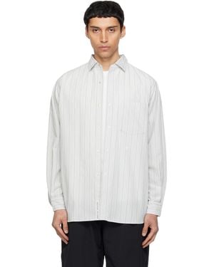 Nanamica Regular Collar Stripe Wind Shirt - White