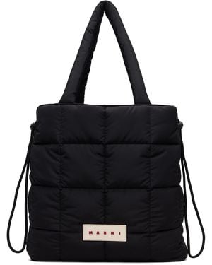 Marni Quilted Logo Tote - Black