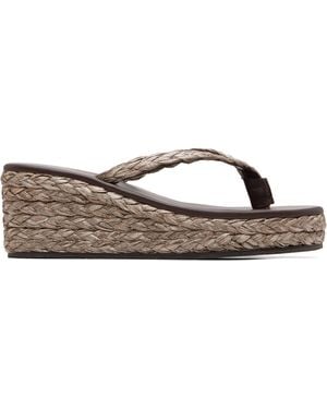Ancient Greek Sandals Etheria Low Wedge Heeled Sandals - Brown