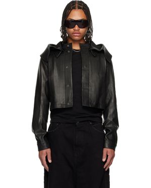 Det Blev Sent Hooded Leather Jacket - Black