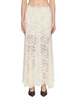 Rabanne Off- Flared Lace Maxi Skirt - Natural