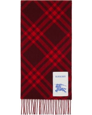 Burberry Check Cashmere Scarf - Red