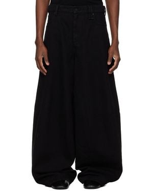 Simone Rocha Wide Leg Puddle Bow Loop Jeans - Black