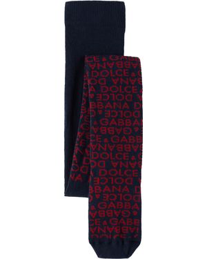 Dolce & Gabbana キッズ｜ネイビー＆レッド ジャカードニット タイツ - ブルー