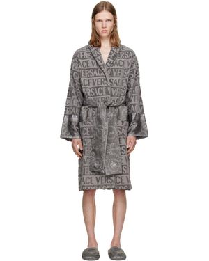 Versace Sortie-De-Bain Gris À Motif I Love Baroque