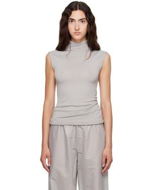 Helmut Lang Button Turtleneck Tank Top - Grey