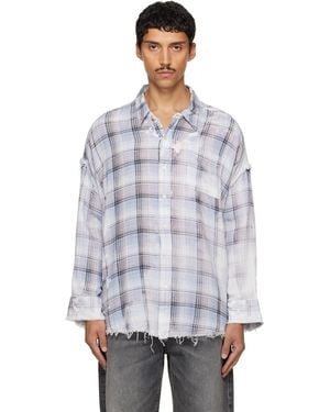R13 Shredded Seam Drop Neck Shirt - Blue