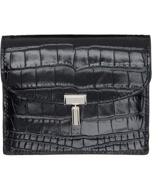 TOTEME T-Lock Croco-Embossed Card Holder - Black