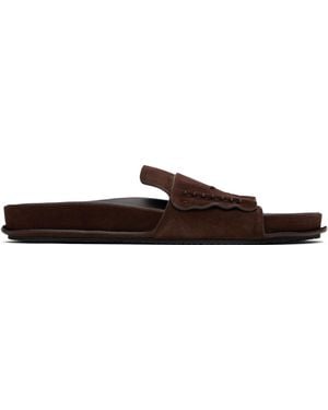 Jacquemus Suede Loafer Sandals - Black