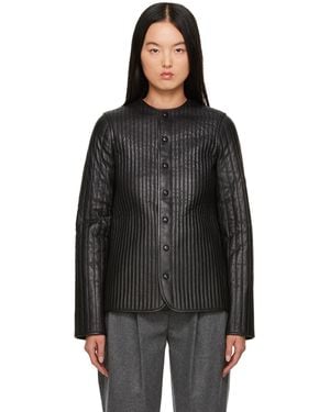 TOTEME Quilted Collarless Leather Jacket - Black