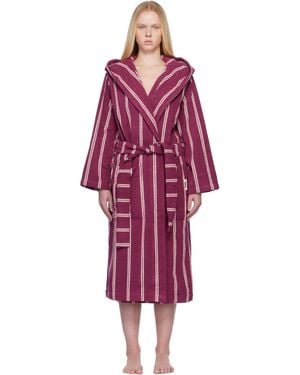 Tekla Terry Hooded Bathrobe - Red