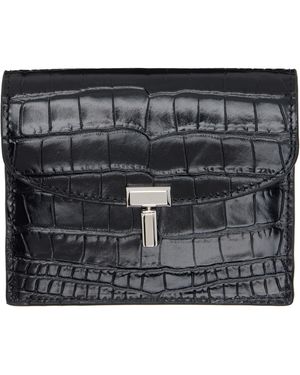 TOTEME T-Lock Croco-Embossed Card Holder - Black