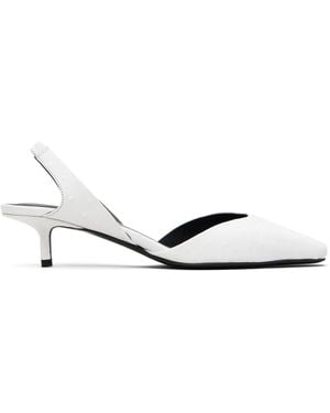 Loulou de Saison Sully Ostrich-Effect Leather Slingback Heels - Black