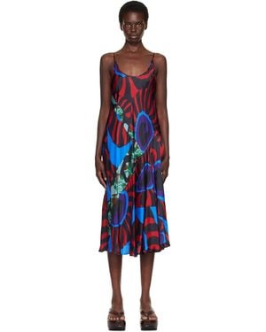 Dries Van Noten Printed Slip Midi Dress - Blue