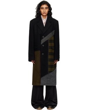 ANDERSSON BELL Manteau Multicolore En Laine À Patchwork - Noir