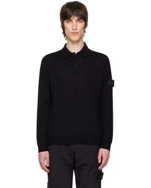 Stone Island ブラック Light Rws Pure Wool ニットポロシャツ