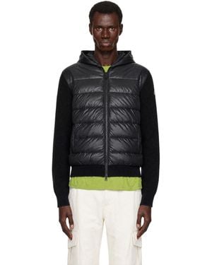 Moncler Padded Wool Zip-Up Jacket - Black