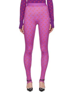 Marine Serre All Over Moon Leggings - Purple