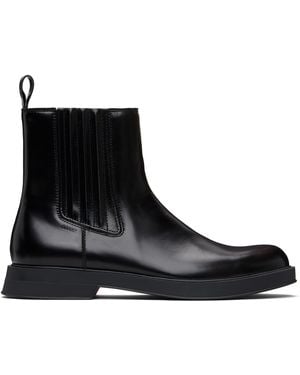 HUGO Embossed-Logo Faux-Leather Chelsea Boots - Black