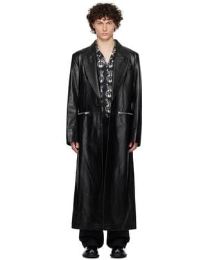 Acne Studios Single-Breasted Leather Coat - Black