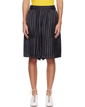 Dries Van Noten Striped Satin Shorts - Black