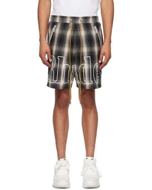 Rhude Plaid Logo Shorts - Black